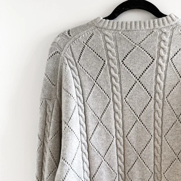 Sunday Best Pointelle Cable knit Wool Sweater - Picture 10 of 12